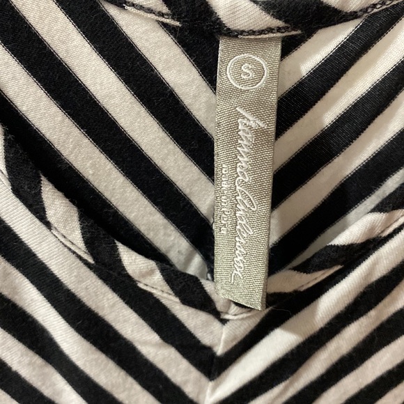 HANNA ANDERSSON black white stripe stretch chevron dress tie waist s - Picture 2 of 4